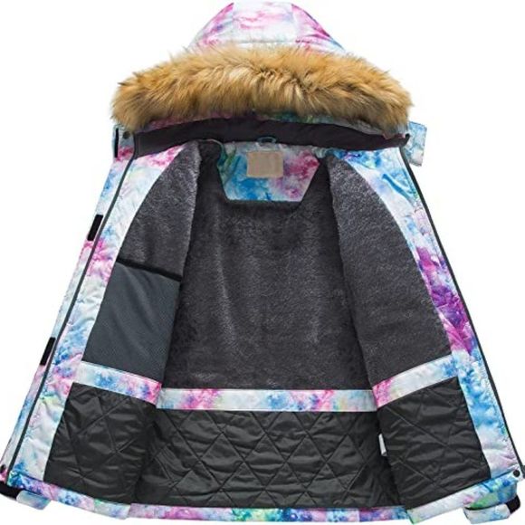 Pursky Women's Waterproof Ski Jacket Winter Snow Coats Fur Hooded Raincoat Parka - Picture 2 of 3